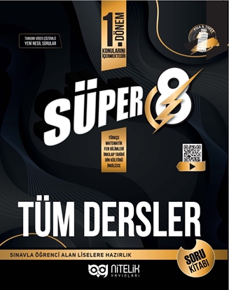 Resim SÜPER 8 YENİ NESİL 1.DÖNEM TÜM DERSLER SORU KİTABI