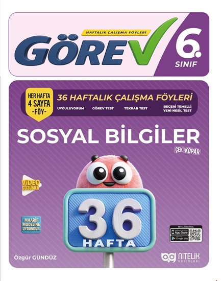 resm NİTELİK 6.SINIF GÖREV SOSYAL BİLGİLER (36 HAFTA) ÇALIŞMA FÖYLERİ