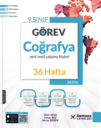 Resim ARMADA 9.SINIF GÖREV COĞRAFYA YENİ NESİL ÇALIŞMA FÖYLERİ (36 HAFTA)